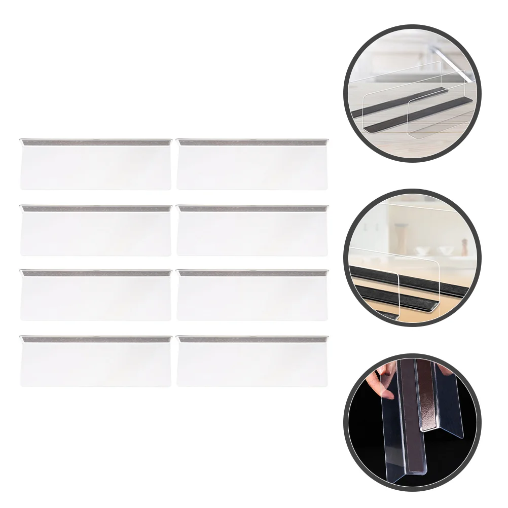 

8 Pcs Partition Plate Book Shelves Magnetic Dividers Dividing Line Shelf Wire Shelving Pvc Bookshelf Clothes Closets Clear