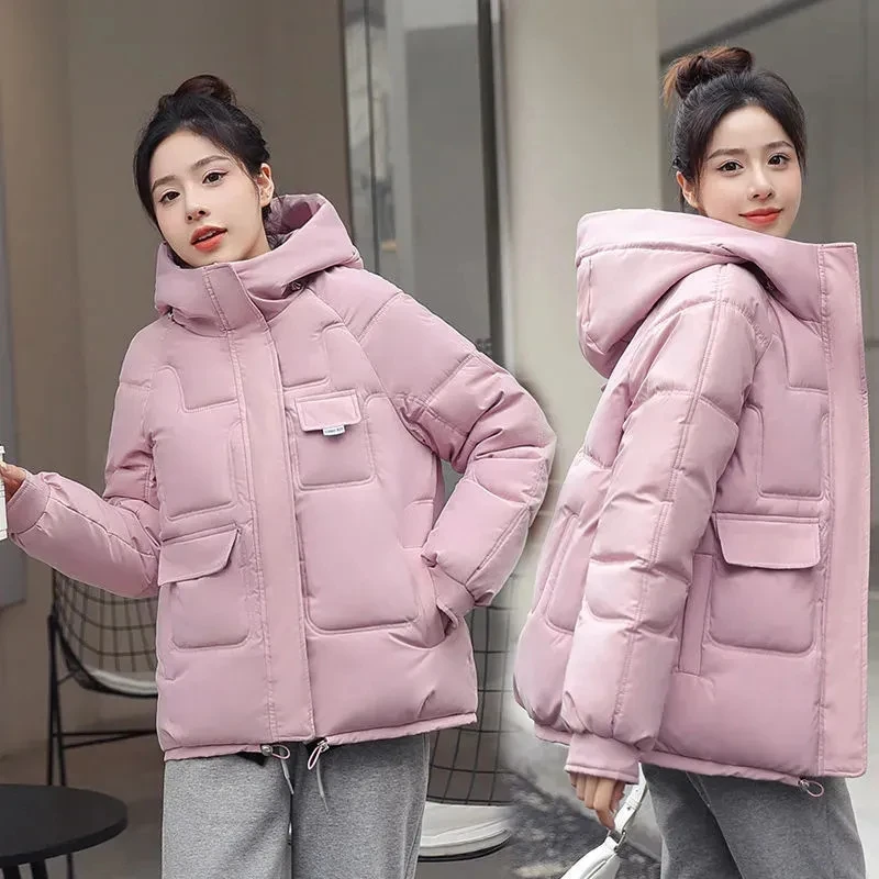 Padded Jacket Womens 2022 Winter New Fashion Loose Casual Down Cotton Coat Women Large Size Short Hooded Thick Warm Parkas