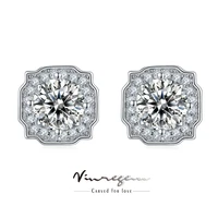 vinregem classic 925 sterling silver white gold moissanite 100 pass test diamond wedding stud earrings for women gift wholesale