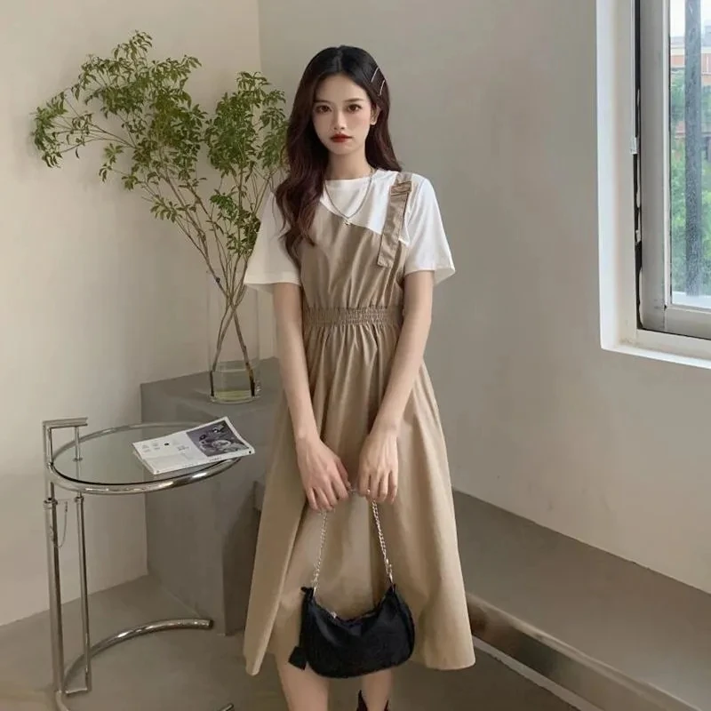 

Japanese Sweet Harajuku Dress Korean Fashion Student Loose Summer Kawaii Midi Dresses Vintage Women Casual Vestidos Preppy Style