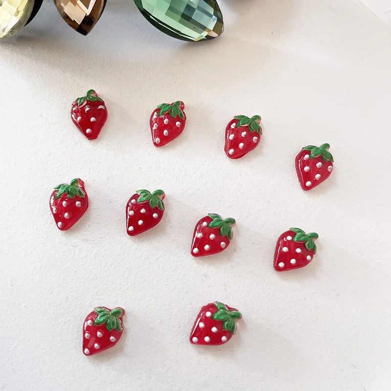 

20Pcs New Cute Mini 8*11mm Strawberry Resin Figurine Crafts Flatback Ornament Jewelry Making Manicure Hairwear Accessories
