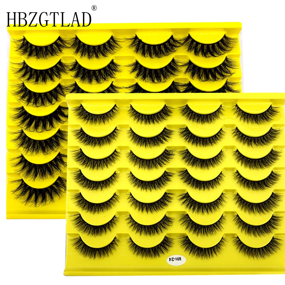 

New 14 pairs 3D mink false eyelashes natural makeup eyelash extension long cross volume soft fake eye lashes winged faux cils