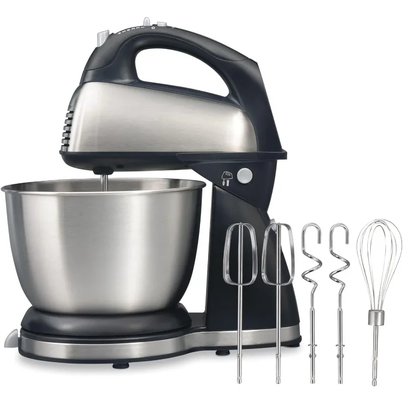 

Classic Stand and Hand Mixer, 4 Quarts, 6 Speeds with QuickBurst, Bowl Rest, 290 Watts Peak Power, Black and Stainless