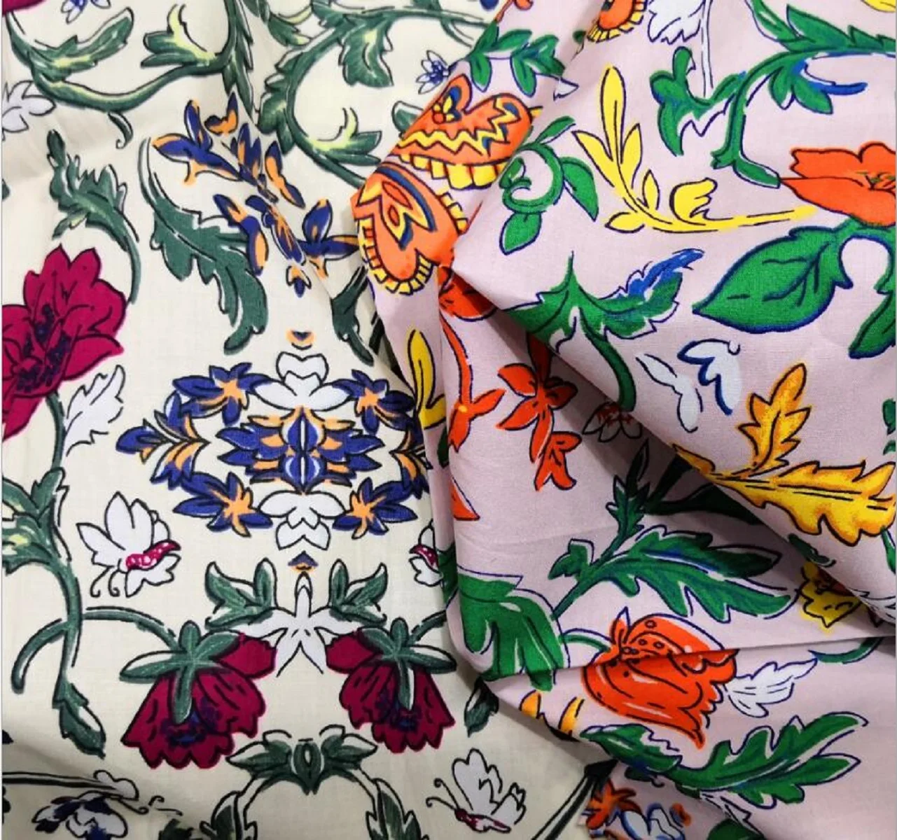 

Flower printed cotton fabric for women's cloth children's dress shirt home decoration DIY sewing material by the meter