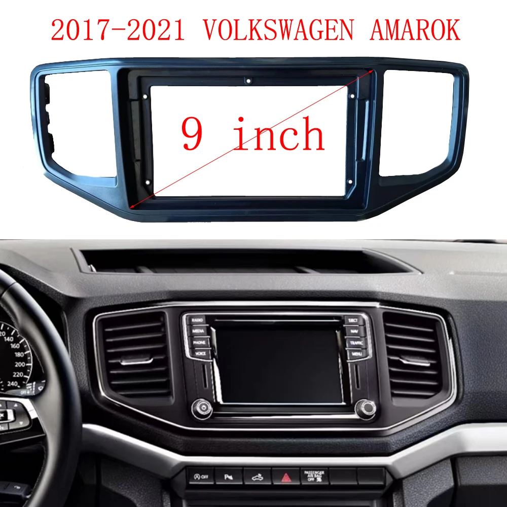 Фото 9-дюймовая 2-дюймовая автомобильная радиорамка для VW Volkswagen Amarok, стерео панель, установка приборной панели, аксессуар для GPS DVD, 9-дюймовая лицевая панель №1