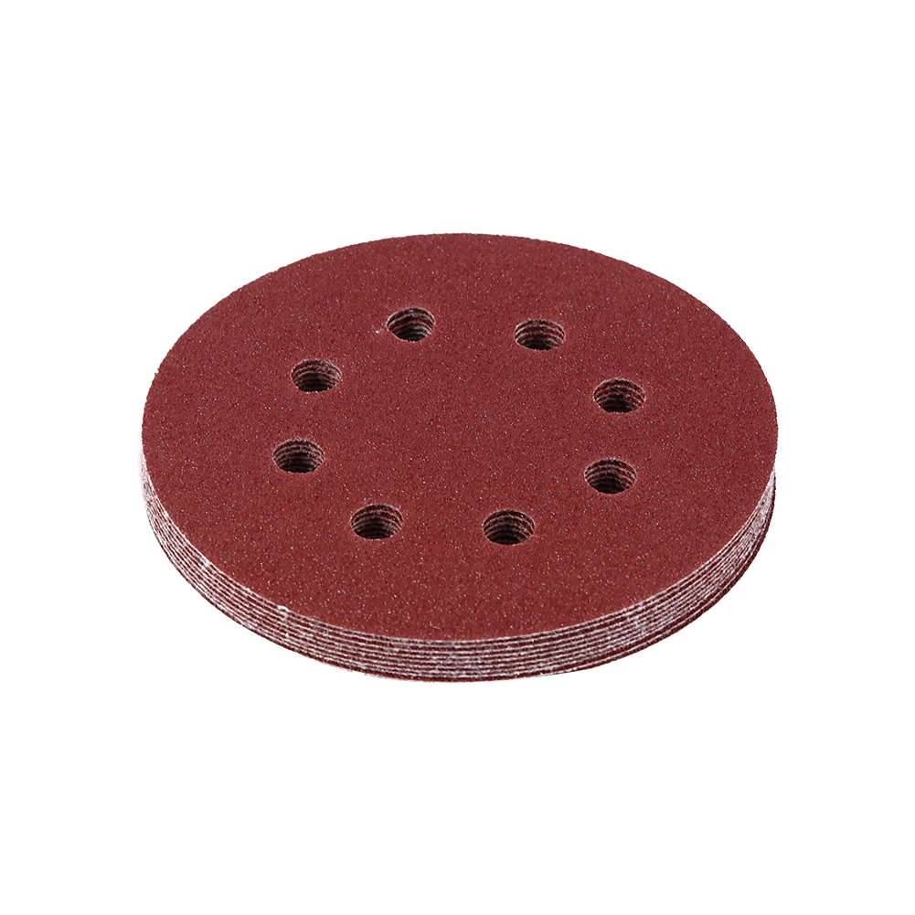 

125mm Buffing Discs Red Sanding Discs 8 Hole Grit Sand Papers(80#) Sanding