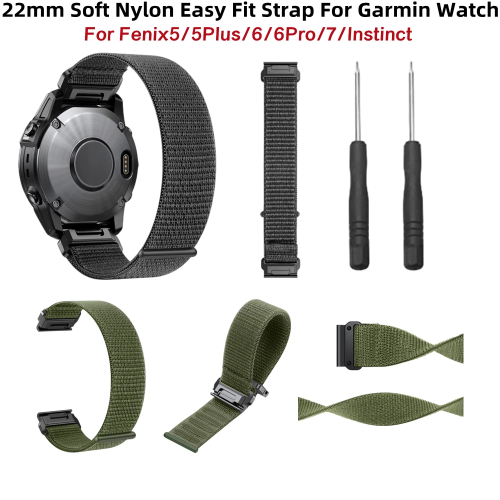 Garmin 22mm Soft Nylon Easy Fit Strap Wristband For Fenix5 5Plus 6 6Pro Watch Band Bracelet For Fenix7 Instinct Fashion Straps enlarge