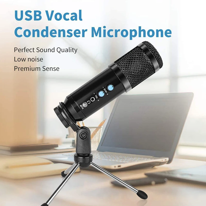 Kinglucky USB Condenser Microphone RGB Color Atmosphere Light Emitting Microphone Laptop Live Recording enlarge