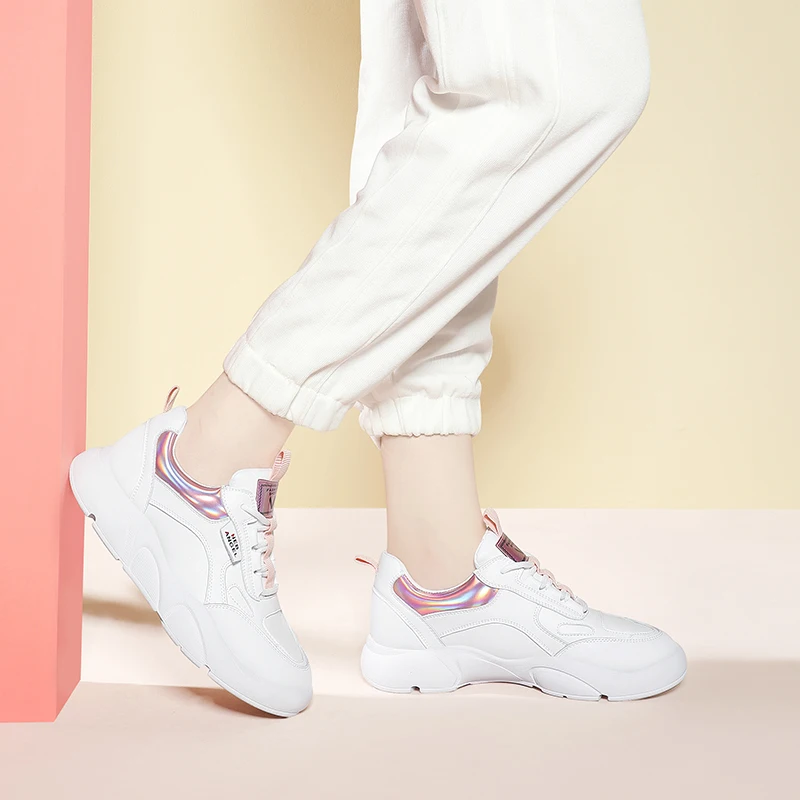 Women casual Shoes Fashion Leisure Sneakers Lady Women's genuine lether breathable Autumn 2022 lace-up sneakers zapatos mujer