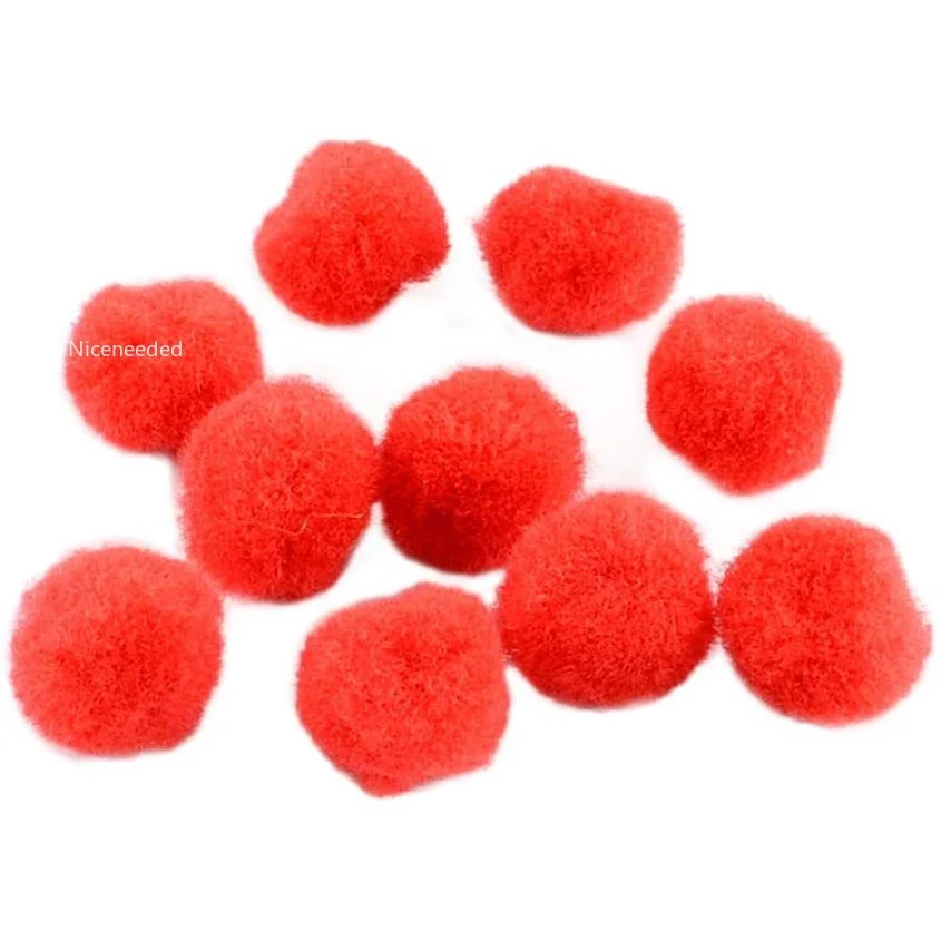 

1bag DIY Doll Craft Pom Pom Yarn Pom Pom Balls Red Color Charms DIY Spacer Beads for DIY Jewelry Making 10mm About 2000pcs/bag
