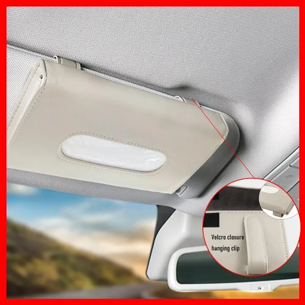 

Leather Sun Visor Napkin Box Holder Hanging Car Mask Organizer Storage Craft Tissue Decoration Shading Holder Case Ornament N1H2
