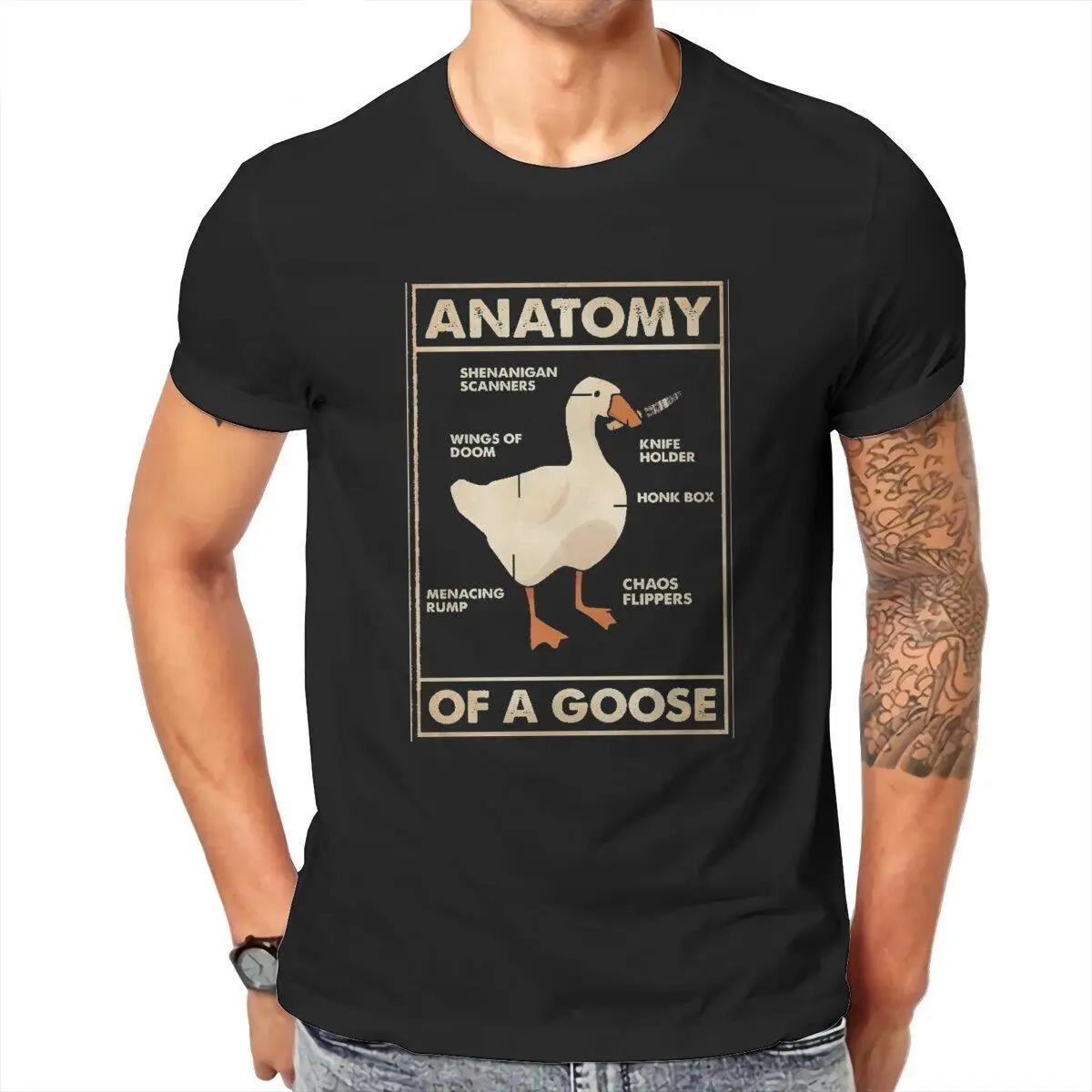 Anatomy Of A Goose Funny Duck  Men T Shirt Untitled Goose Game Novelty Tee Shirt Short Sleeve T-Shirts Cotton 5XL 6XL Clothing