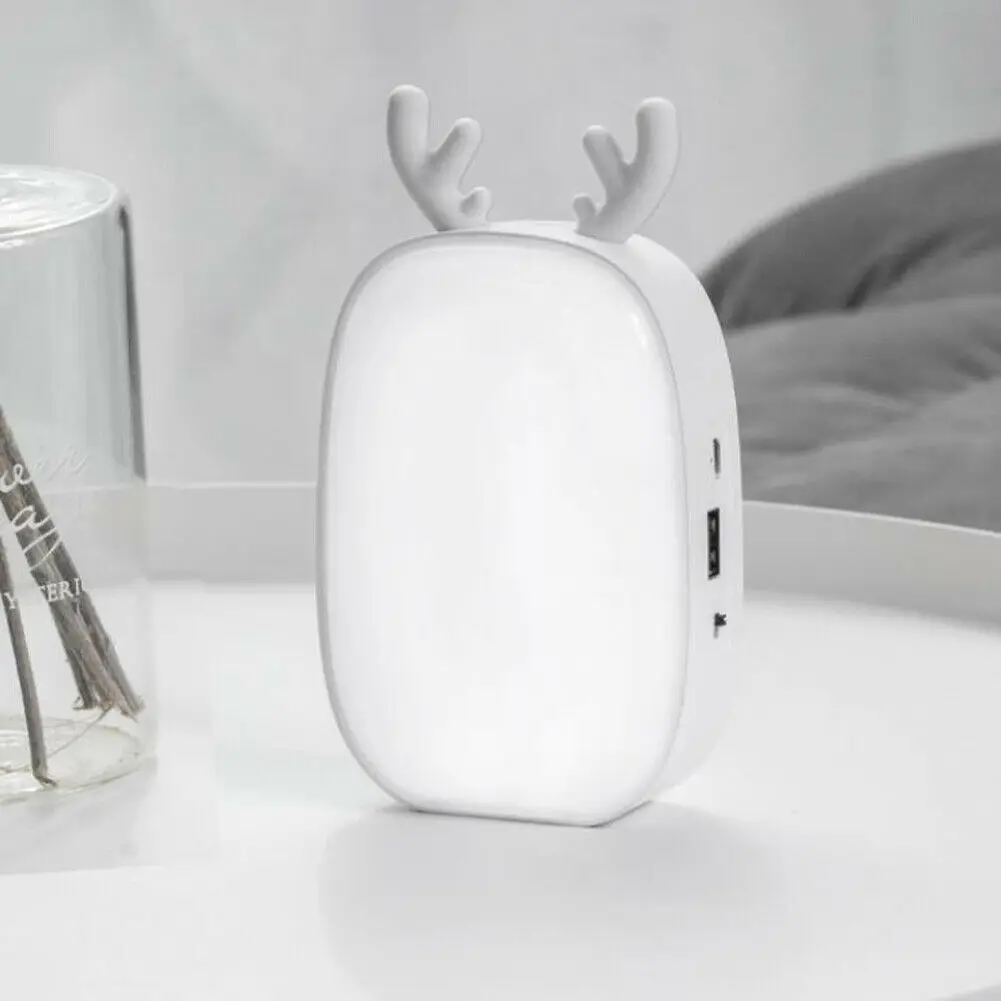 

Portable USB Power Cute Deer Shape LED Light Desktop Office Home Desk Rechargeable White 3 Color home decoration
