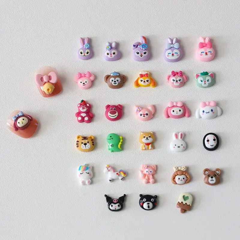 

20Pcs Kawaii Sanrios Jewelry Cartoon Cinnamoroll Anime Kuromi Doll Mymelody Cute Resin Diy Accessories Nail Decoration Toys Gift