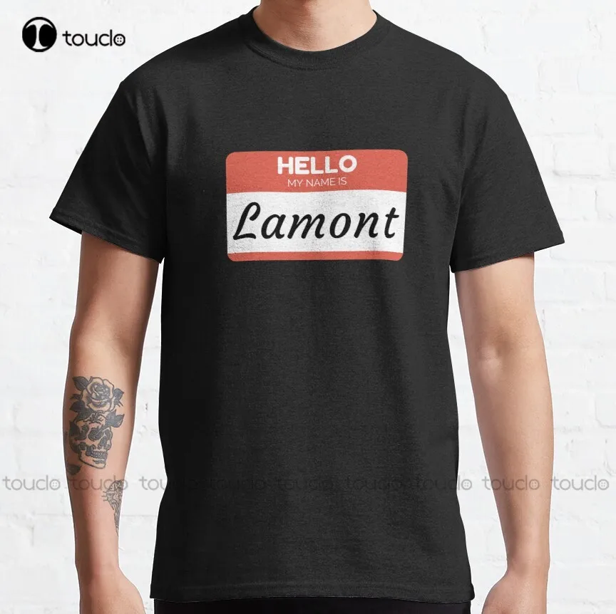 

Lamont-Hello, меня зовут Ламонт, подарок для Lamont, Классическая футболка с графическим рисунком, футболка с круглым вырезом, уличная одежда, больши...