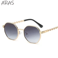 retro polygonal metal chain sunglasses for women luxury brand designer square sun glasses female shades gradient lens sunglass