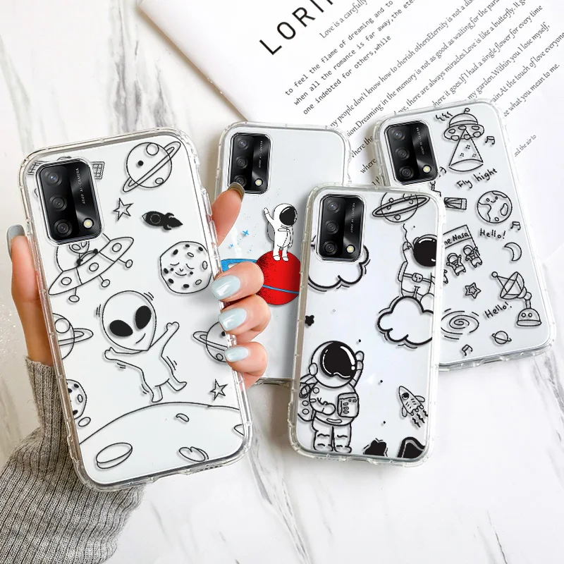 

Astronaut Phone Case For OPPO A9 2020 A74 A94 A95 A93 A8 A31 A54 A52 A53 A59 A71 A57 A37 A11X A83 A7 A15 A16 Shockproof Cover