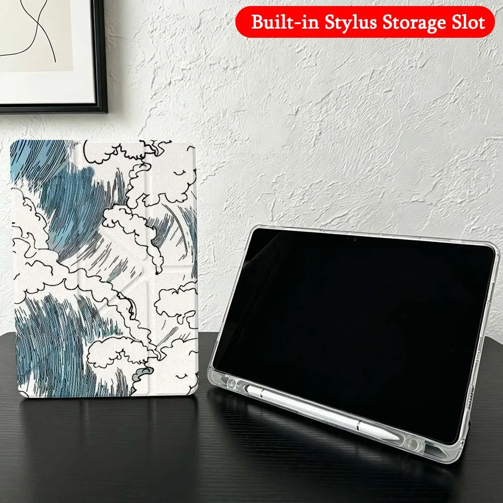 Прозрачный Y-образный складной чехол для планшетов Blue Wave Cloud для iPad Mini Pro Air 5, 6, 7, 8, 9, 10, 11-го поколений, 9.7, 10.9, 13 дюймов (art.: 3920dba8d99e0) - 3920dba8d99e0
