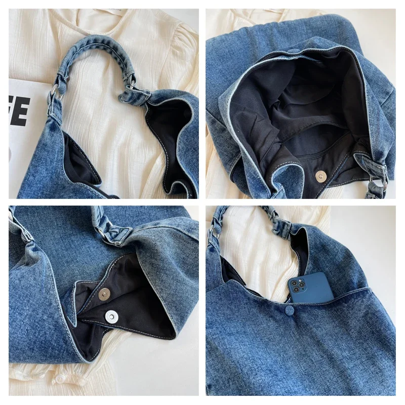 Черная джинсовая женская сумка новинка Женская холщовая сумка-шоппер