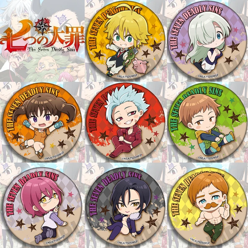 

8pcs Anime Badge The Seven Deadly Sins Elizabeth Liones Ban Pin Brooch Button