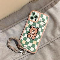 fashion luxury plaid cartoon bear phone case for iphone 13 12 11 pro max 8 7 6 6s plus x xs max xr soft silicone cover cases