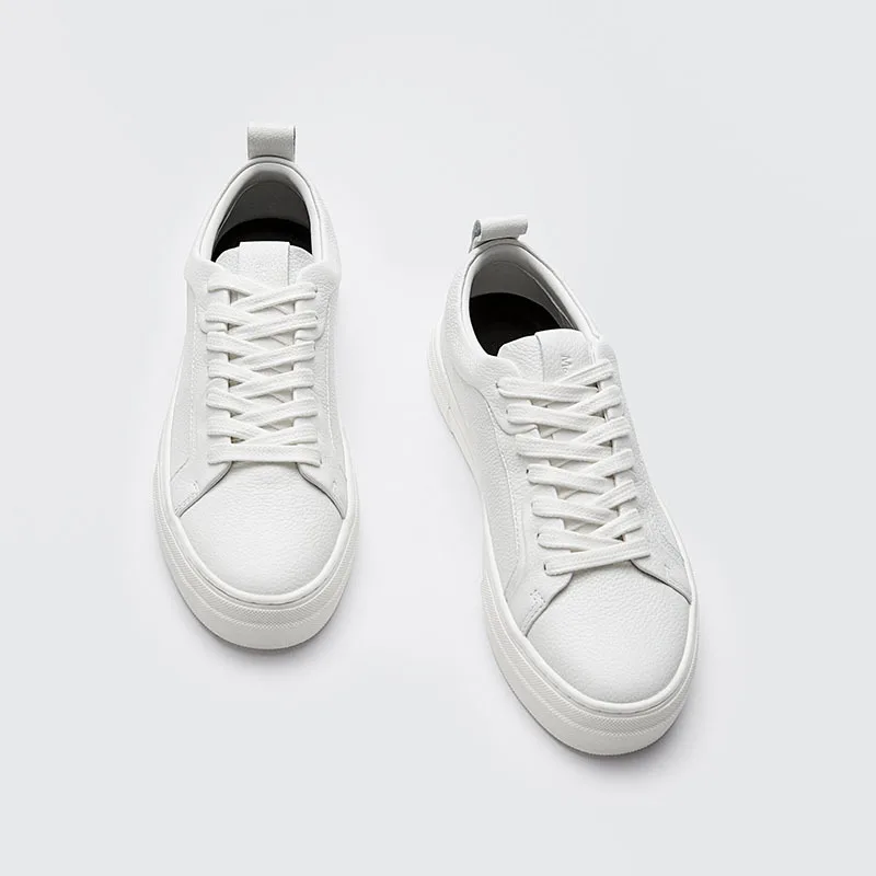 Spring Autumn England Style Fashion Genuine Leather Cowhide Casual Vulcanized Pure White Shoes Sneakers Woman AD2136