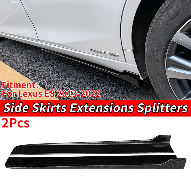 

High Quality Car Side Skirts Extensions Bumper Door Lip Splitters Winglet Carbon Fiber Look Accessories For Lexus ES 2013-2022