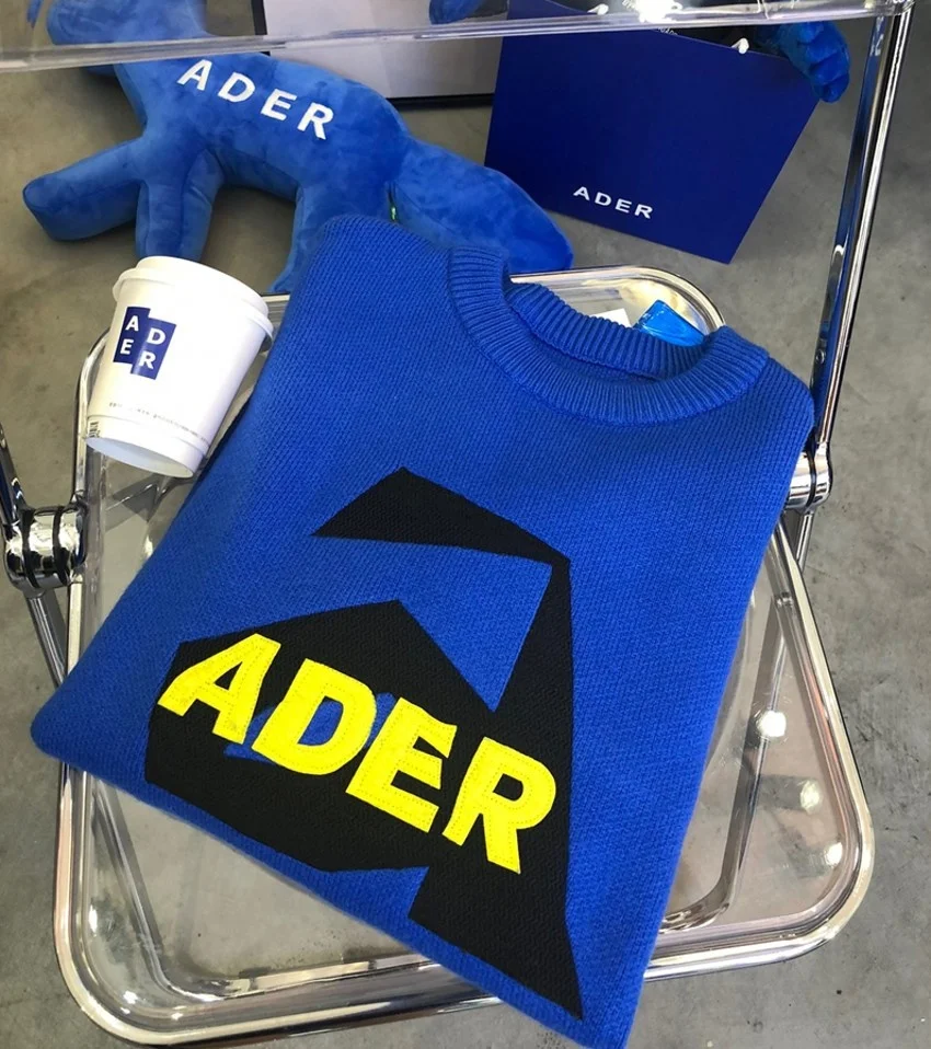 

Men Women 1:1 High Quality Adererror Tassel Knitted Coat Embroidery Blue Ader Error Sweaters