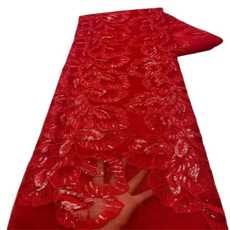 

Африканская французская сетчатая кружевная ткань с блестками 2022, зеленая Высококачественная Тюлевая сетчатая кружевная ткань в нигерийском стиле для свадебного платья, кружевное красное для женщин