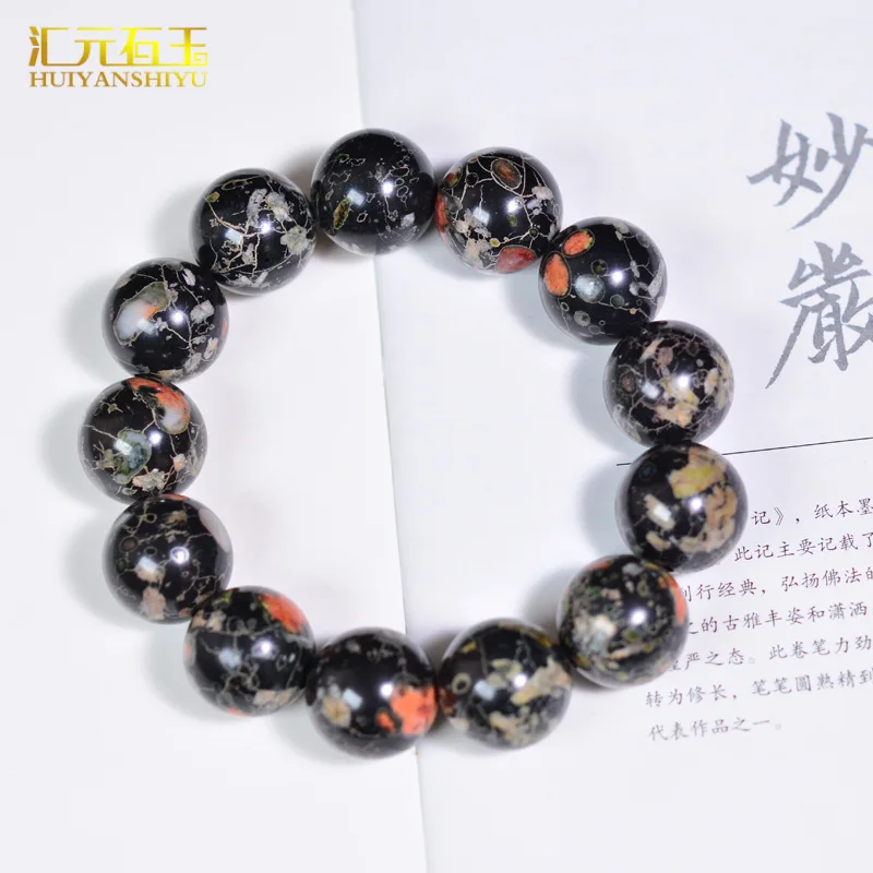 Фото Натуральный браслет Ruyang Plum Blossom старого типа Anshan Rock Jade унисекс с круглыми бусинами №3