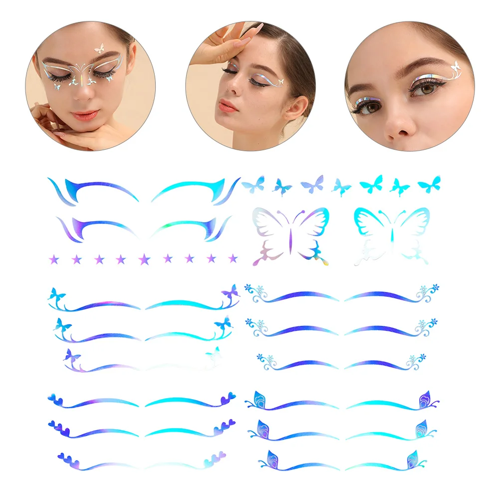

6 Sheets Temporary Eye Makeup Stickers Temporary Eye Shadow Decals Eyeliner Double Eyelid Masquerade Face Stickers