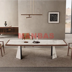 Linlamlim Rectangle Sintered Stone Dining Table Nordic Mesas De Comedor for Dining Room Sets Mordern Home Kitchen Furniture