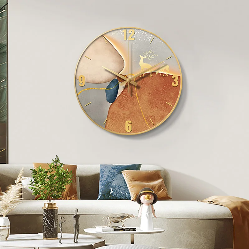 

Vintage Nordic Clocks Wall Digital Living Room Luxury Quiet Modern Wall Clock Glass Pendulum Horloge Murale Home Design YYY35XP