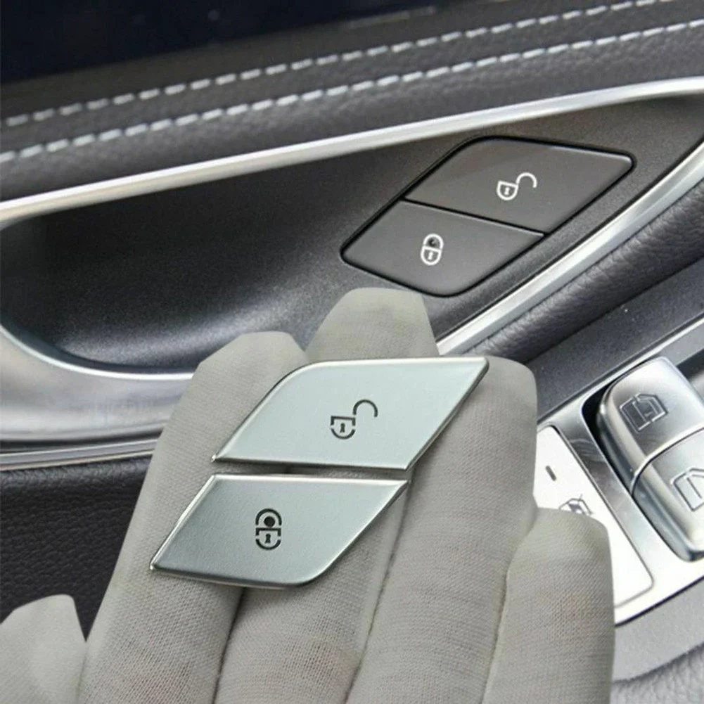 Наклейка на кнопку переключателя дверного замка автомобиля для Mercedes Benz C E Class W205