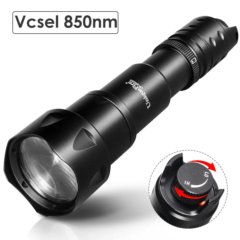 UniqueFire New 2002D Vcsel 850nm LED Hunting Flashlight Fresnel Lens Zoom Night Vision Dimmer Swtich Torch Max.1000 Meters