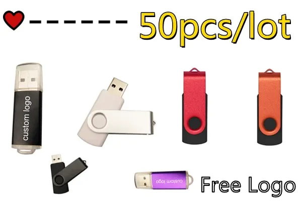 

Hot Sale 50pcs Swivel USB Flash Drive 256MB 512MB 1GB 2GB 4G 8GB 16GB 32GB Pendrive High Speed 64GB 2.0 Fashion Gift USB Stick