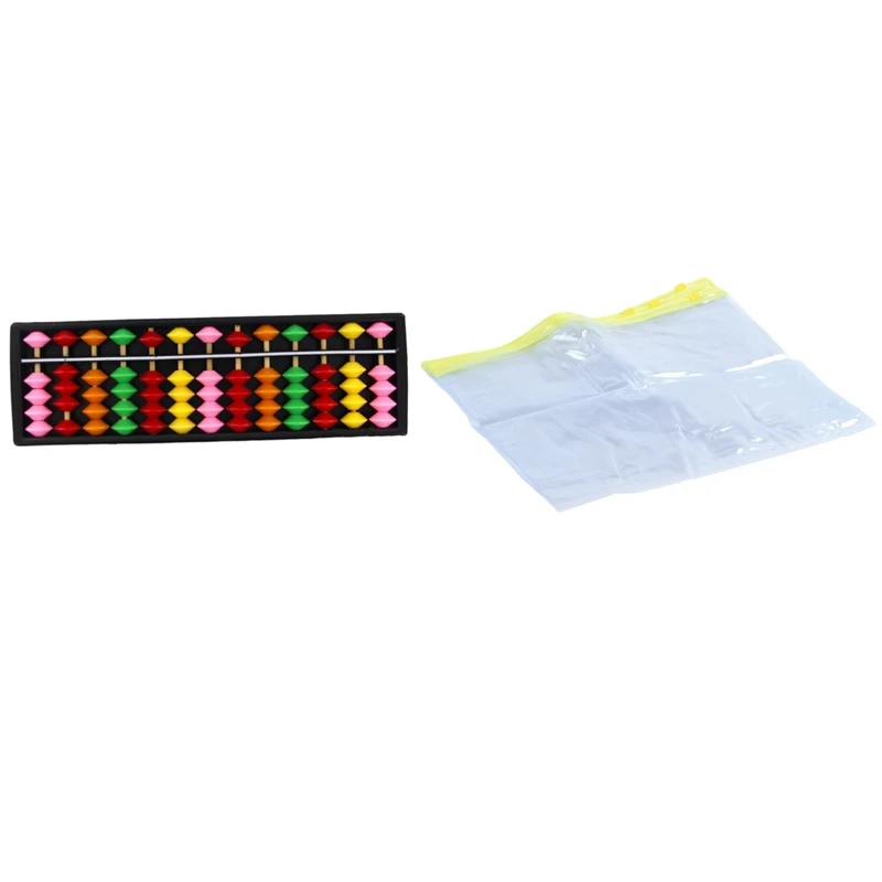 

1X Plastic Abacus Arithmetic Calculation Tool & 5 Pcs Clear Plastic Water Proof Pen A4 File Paper Zipper Closure Bags
