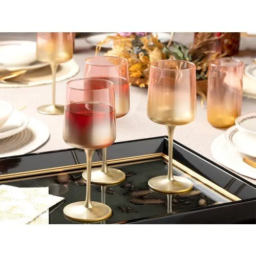 

Armo Glass 4'lü Goblet 320 ml Pink Gold goblet srap goblet 2022 lux model 1. Quality drink goblet beverage cup sweet bowls fast