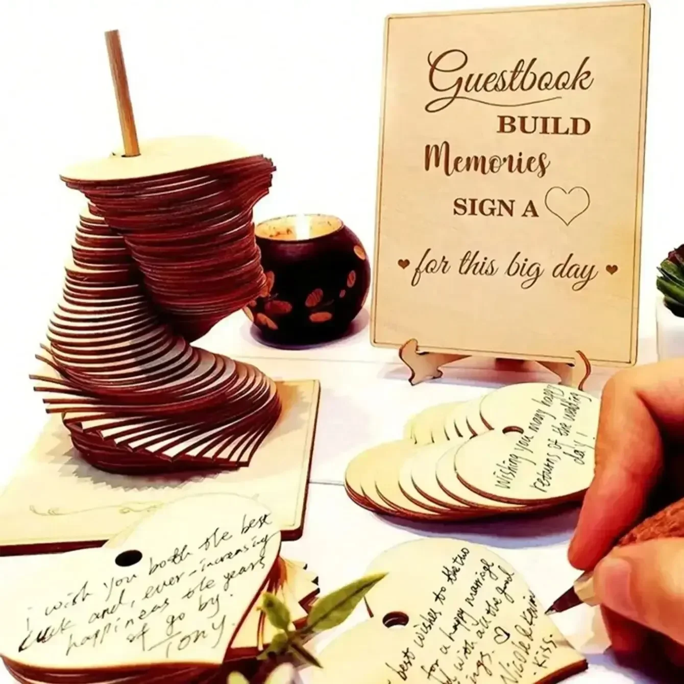 72 шт. деревянные Свадебные книги с сердечками