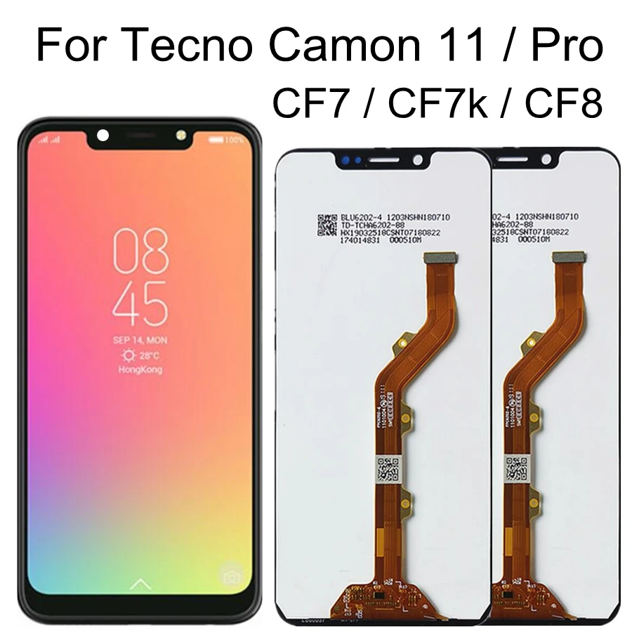 ЖК-экран 6,2 дюйма для Tecno Camon 11 CF7, ЖК-дисплей с сенсорным дигитайзером в сборе для Tecno Camon 11 CF7, сменный ЖК-экран без рамок