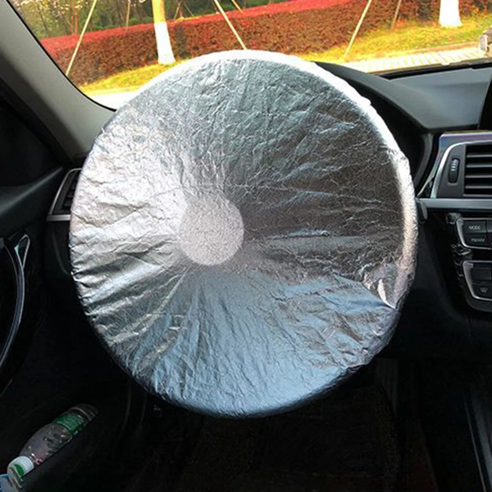 

Auto Car Steering Wheel Sunshade Side Window Shade Silver Coated Cloth Steering Wheel Cover Sunscreen Insulation Side Sun Shade