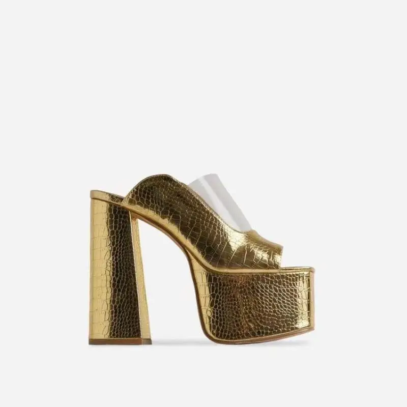 TGHDOF Ladies Sandals 2021 Fashion Waterproof Thick Sole 13CM Chunky Heels Simple Buckle Lace Up Ladies Sexy High Heels