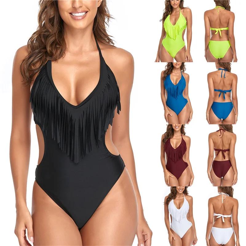 

Женское бикини, Летний Пляжный Купальник без рукавов с V-образным вырезом, 5 цветов