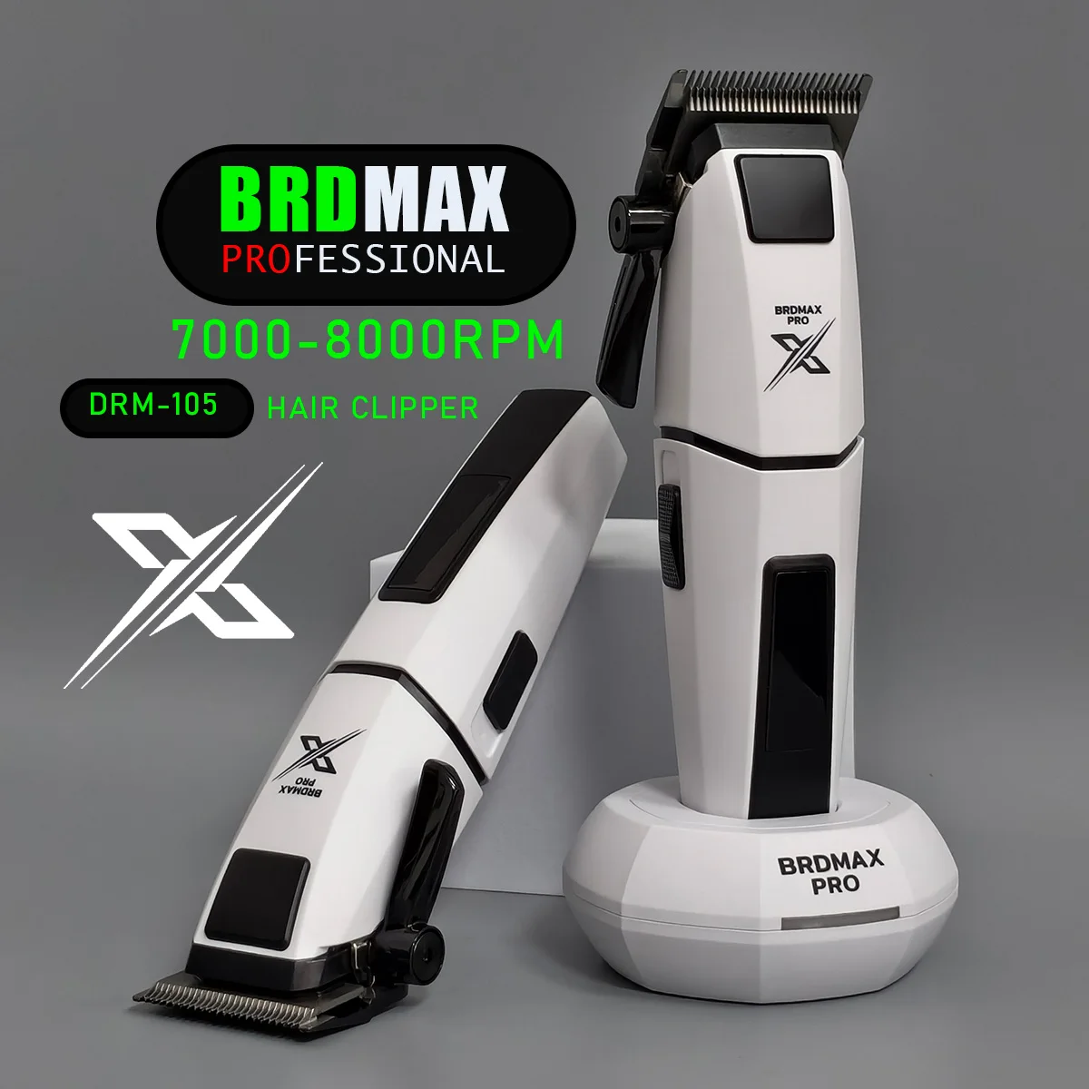 Фото Бесшумная машинка для стрижки волос 8000 об/мин BRDMAX PRO DRM105, беспроводной триммер для парикмахеров, профессиональные электрические инструменты для стрижки волос для мужчин №1