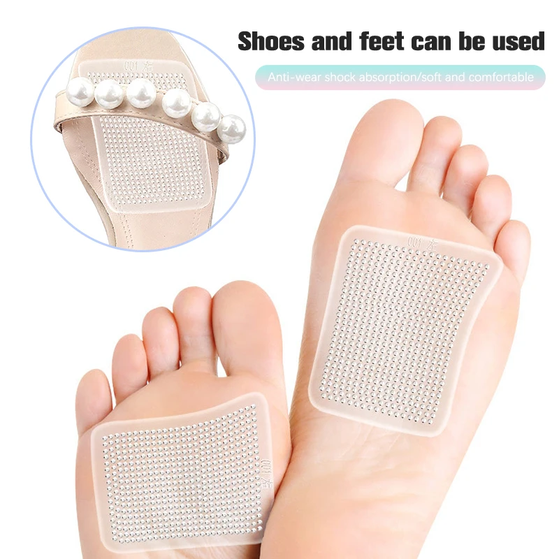 Insoles Ladies High Heel Shoe Insole Female Half Pad Reduces Friction Pain Silicone Forefoot Pad Anti-skid Foot Care Pads