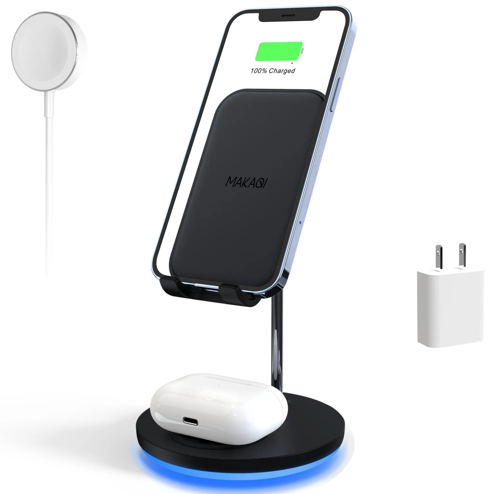 

Магнитное Беспроводное зарядное устройство 3 в 1, подставка для двойной катушки iPhone 12 13 Pro Max Mini Airpods, Индукционная Qi быстрая зарядная станция