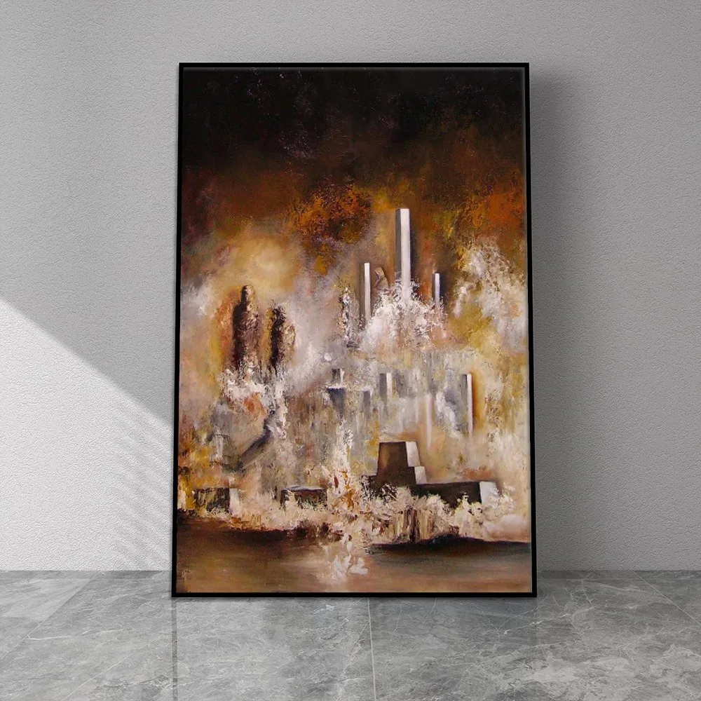 

City View Abstract Oil Painting No Frame Handmade On Canvas Hanging For Living Dinner Room Bedroom Wall Art Home Deco