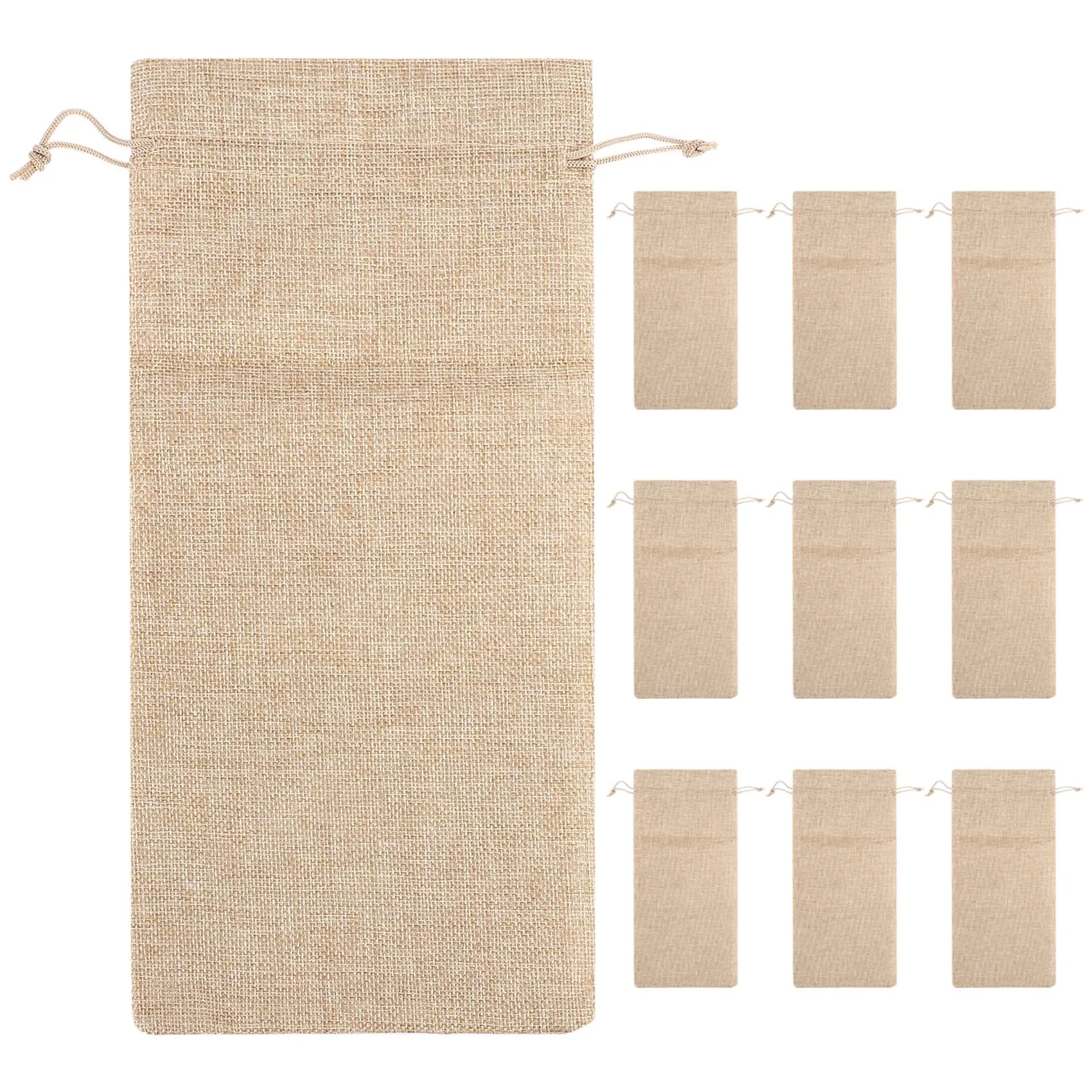 10 шт. джутовые винные пакеты 14 x 6 1/4 дюйма подарочные для бутылок гессианского