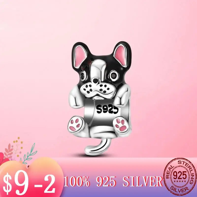 

2022 Hot 925 Silver French BULLDOG Charm Doggy Animal Dog Beads fit Women MULA Charm Bracelet DIY Jewelry Jewellery Making