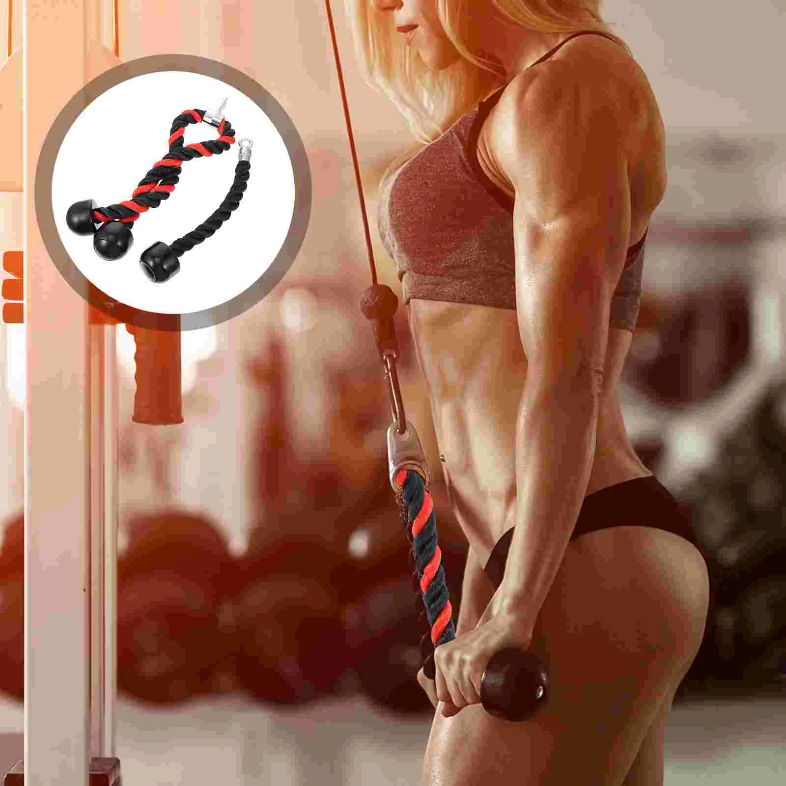 

2pcs Tricep Rope with Snap Hook Down Bicep Gym Accessories Cable Attachments